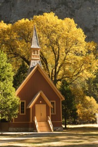 Yosemite Chapel & Black Oaks (stock photo)